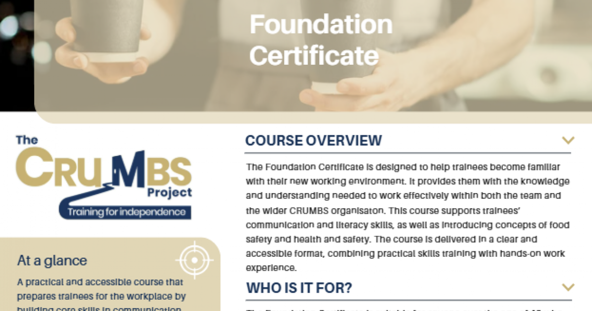 Foundation Training Programme Overview | The CRUMBS Project Resource Hub